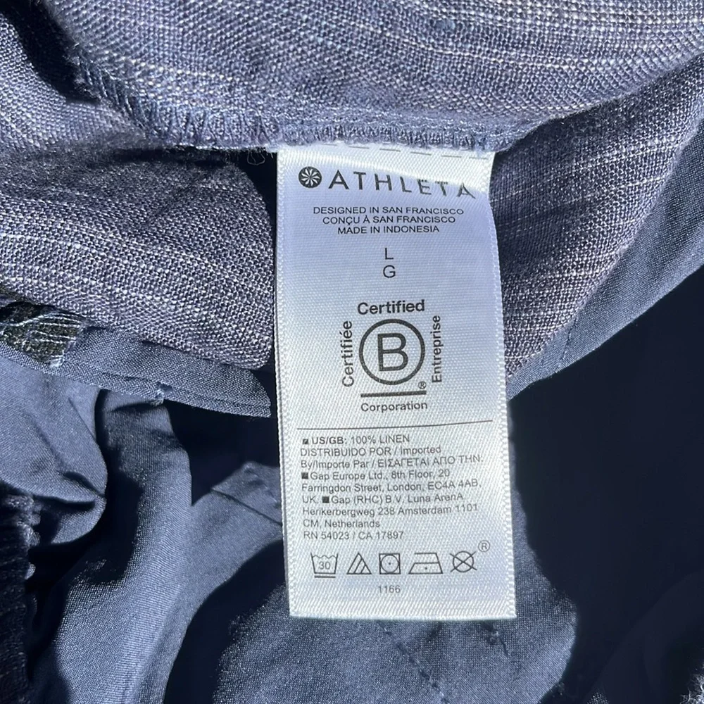 Athleta Cabo Linen Textured Blue Wide Leg Pants - Picture 13 of 14